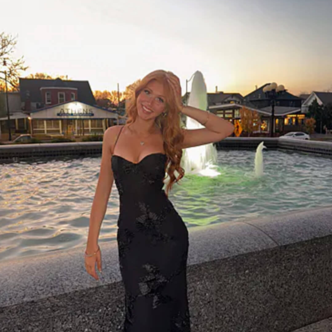 Julie Bodycon Applikation Rückenknoten Abendkleid