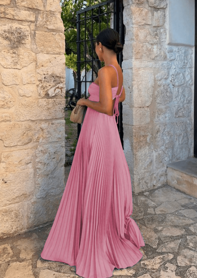 Strappy Halter Pleated Maxi Dress