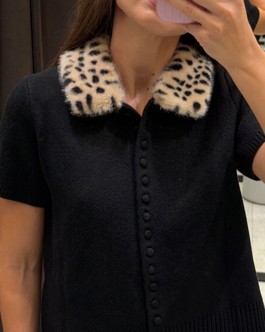 Faux Fur Bambi Knit Cardigan Top