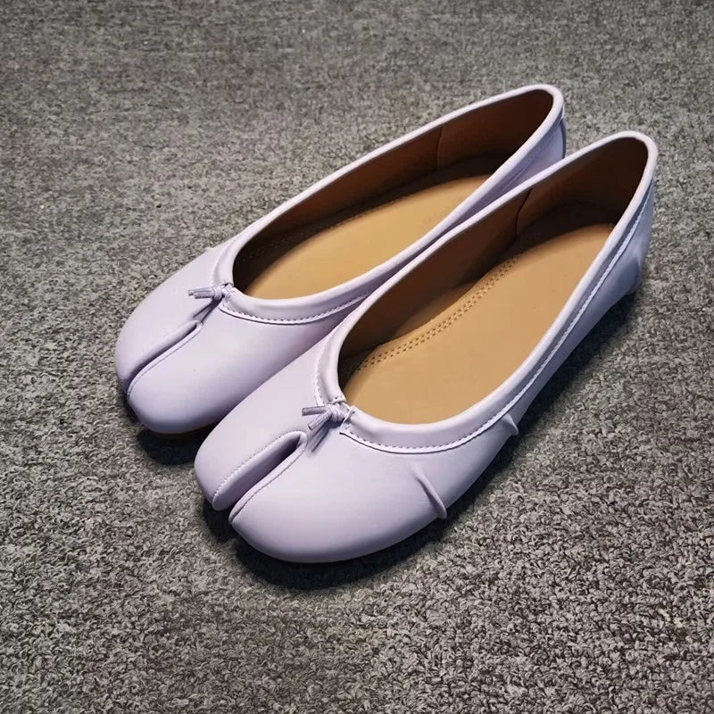 Mules en cuir à enfiler à bout séparé