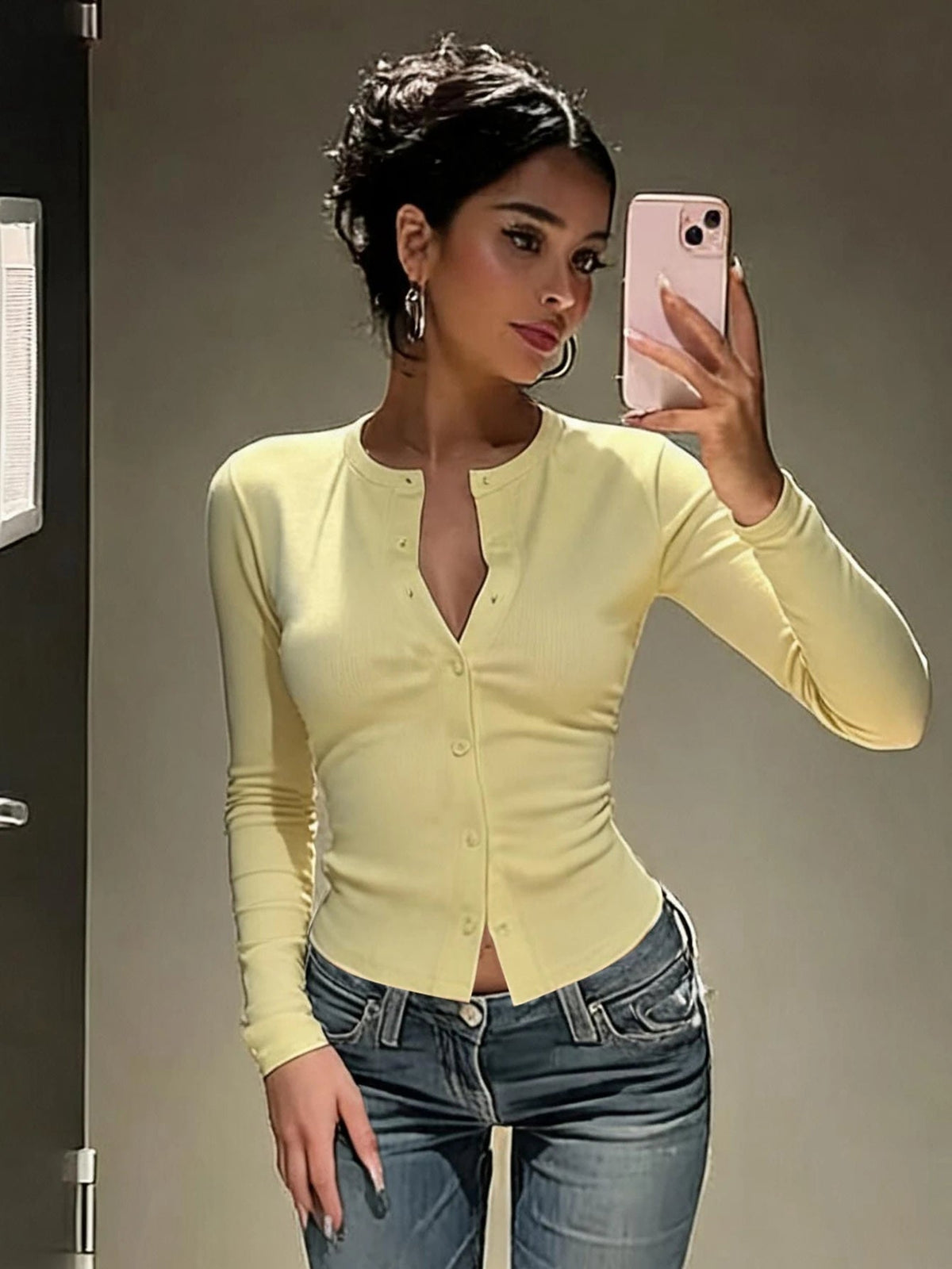 Sandra Top a costine con bottoni sul davanti