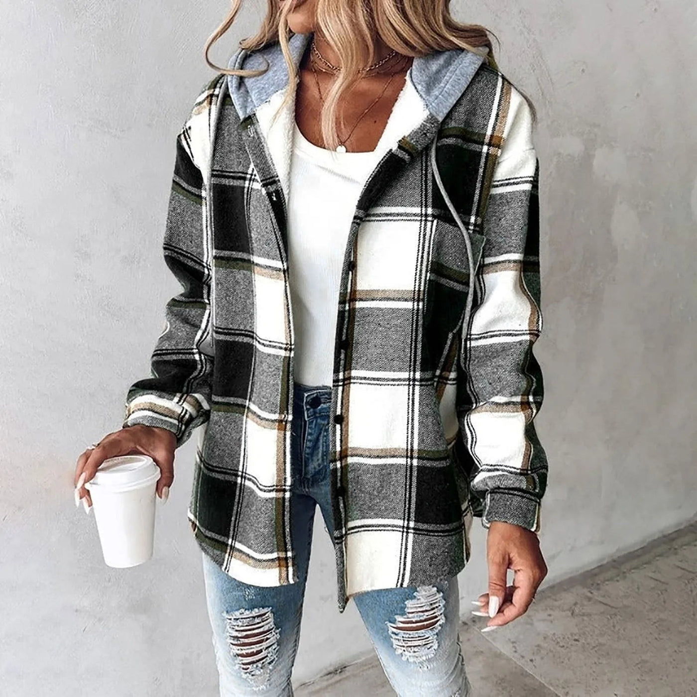 Checkered Hooded Jacket