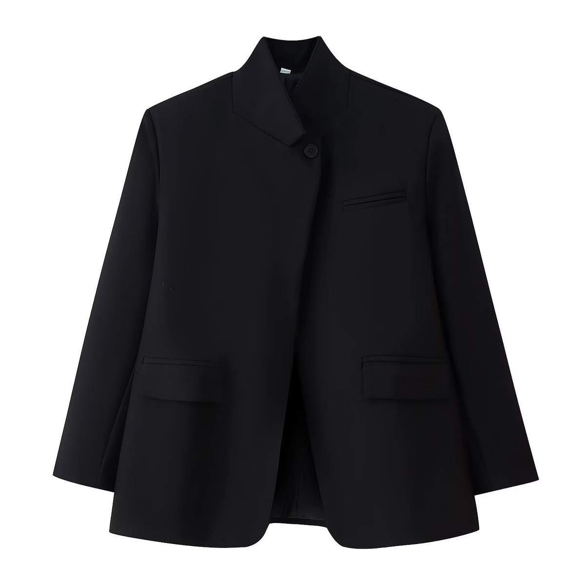 Blazer chic à carreaux col montant