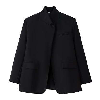 Blazer chic à carreaux col montant