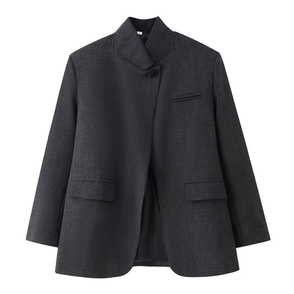 Blazer chic à carreaux col montant
