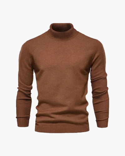 Men's Slim Fit Turtleneck Sweater - Elegant Beige Fine Knit for Business & Leisure