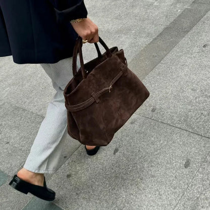 Borsa tote elegante in suede effetto ghiacciato