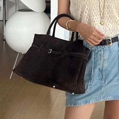 Borsa tote elegante in suede effetto ghiacciato