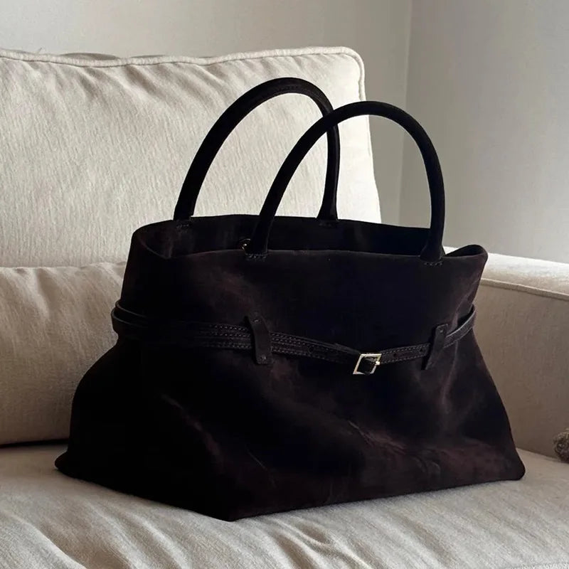 Borsa tote elegante in suede effetto ghiacciato
