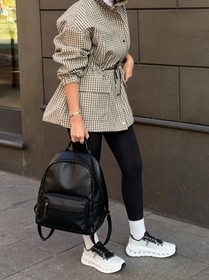 Classic High-Neck Plaid Jacket