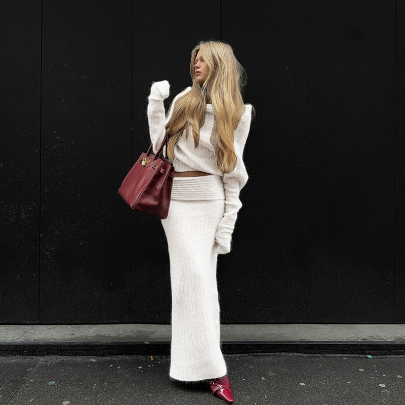 Wool Sweater Maxi Skirt Set