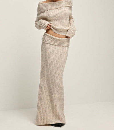 Wool Sweater Maxi Skirt Set