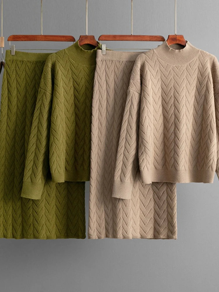 Knitted Loungewear Skirt Set