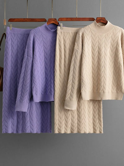 Knitted Loungewear Skirt Set