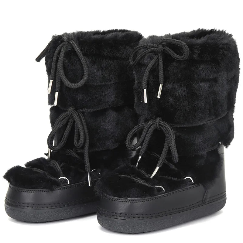 Fluffy Fur Winter Snow Boots