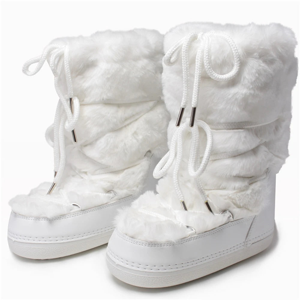 Fluffy Fur Winter Snow Boots