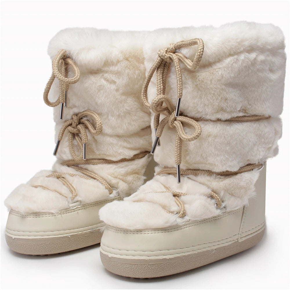 Fluffy Fur Winter Snow Boots