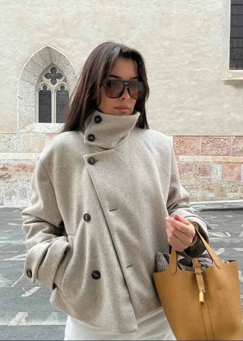 Stylish Stand Collar Jacket with Pockets