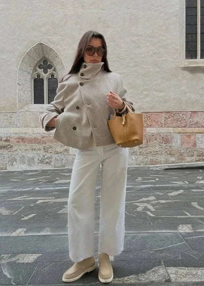 Stylish Stand Collar Jacket with Pockets