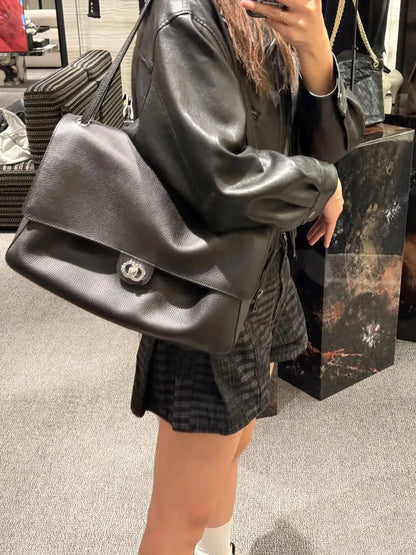 Elegant Buckle Flap Leather Shoulder Bag
