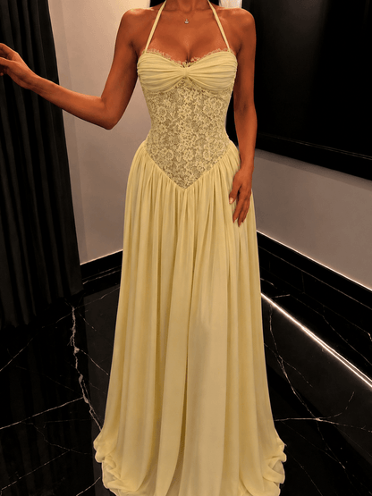 OLANE Nicole Halter Corset Maxi Dress SWomen's Dresses