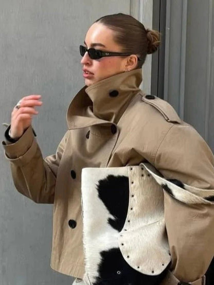 OLANE Alicia Waist-Cinching Belted Trench Coat BeigeXSWomen's Coats & Jackets
