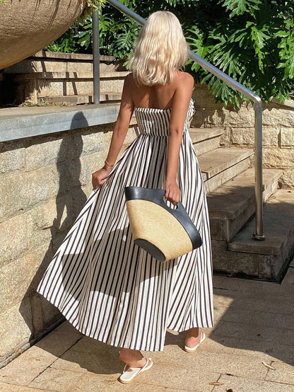 OLANE Annie Ruched Stripe Tube Dress XSDress