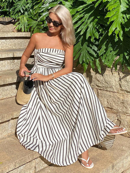 OLANE Annie Ruched Stripe Tube Dress XSDress