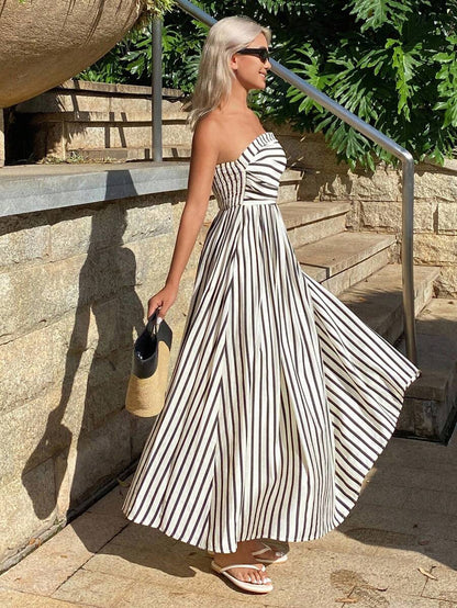 OLANE Annie Ruched Stripe Tube Dress XSDress