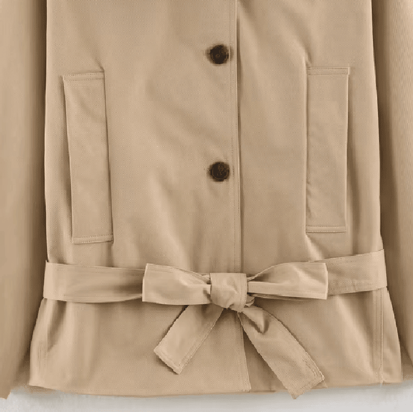 OLANE Asymmetric Button-Up Belted Trench Coat BeigeMWomen's Coats & Jackets