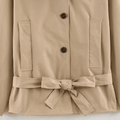OLANE Asymmetric Button-Up Belted Trench Coat BeigeMWomen's Coats & Jackets