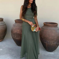 Olivia Asymmetric Off-Shoulder Ruched Maxi Dress