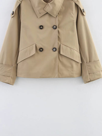 OLANE Beige Double Breasted Trench Coat BeigeMWomen's Coats & Jackets