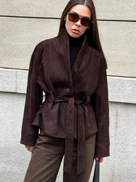 Trench in faux suede con cintura