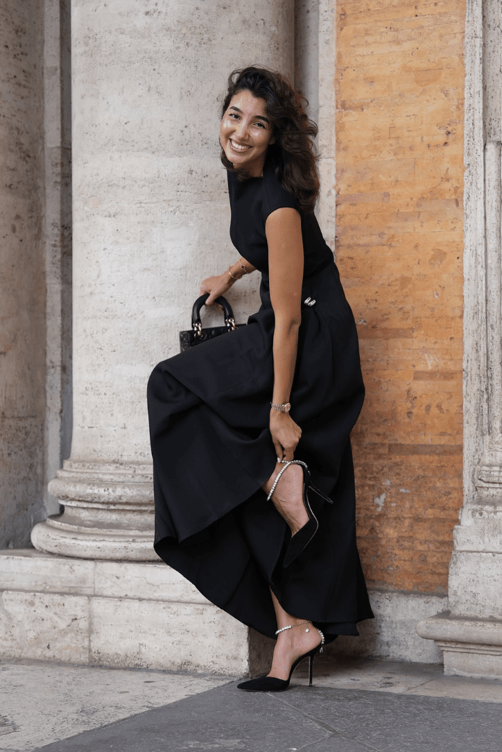 OLANE Black Fitted Mock-Neck Maxi Dress BlackLWomen’s Dresses