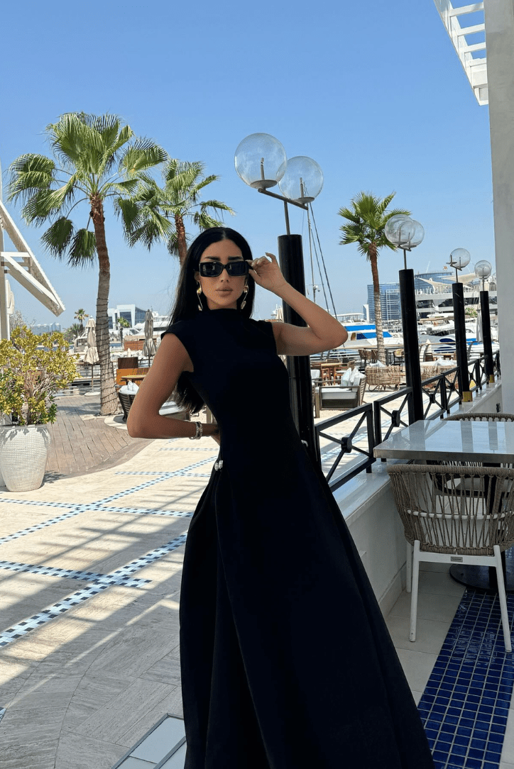 OLANE Black Fitted Mock-Neck Maxi Dress BlackLWomen’s Dresses