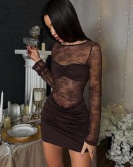 Robe mini Adeline moulante, dos nu en dentelle
