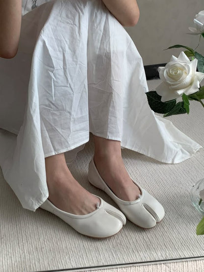OLANE Bow Knot Split Toe Ballet Flats Brown35Women's Shoes