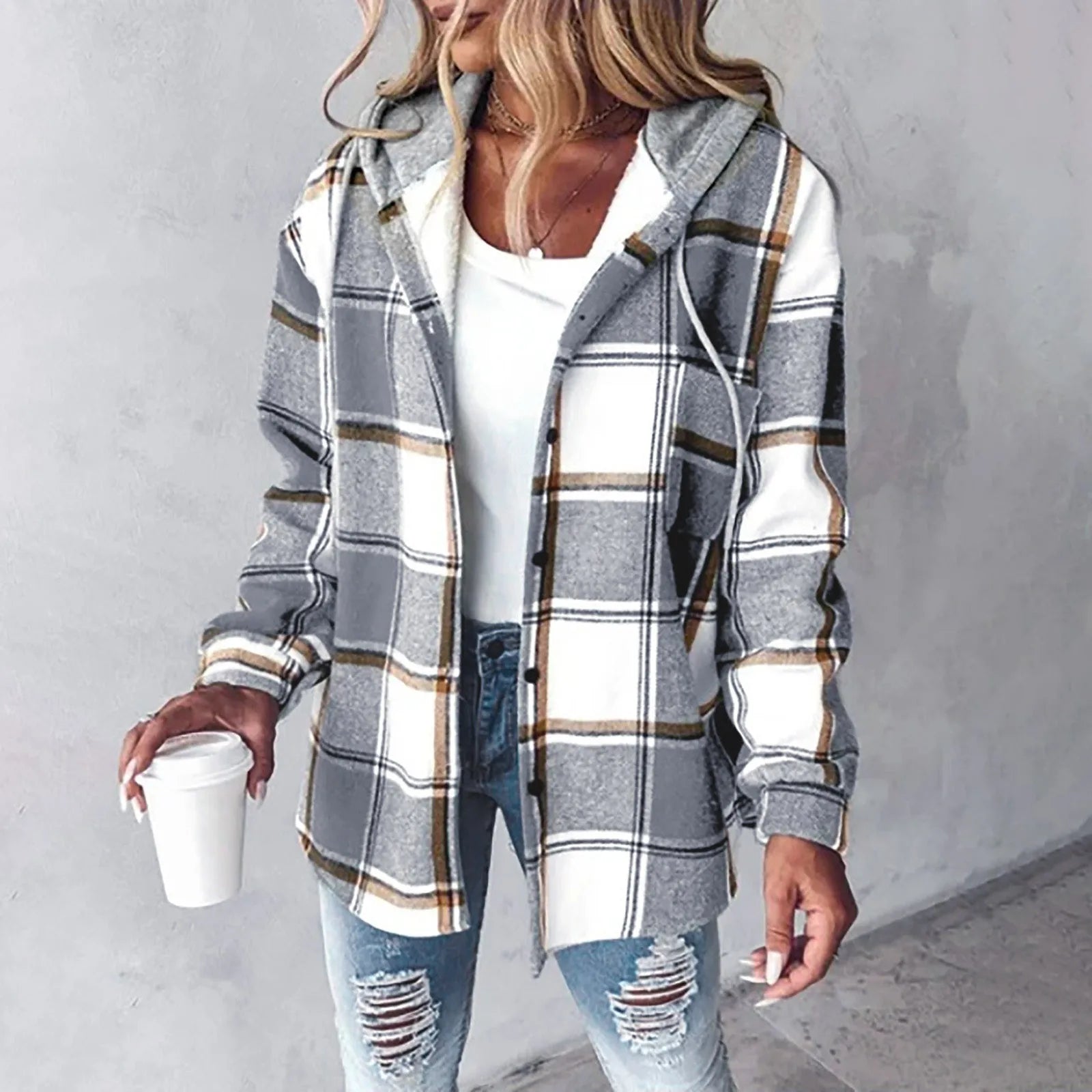 Checkered Hooded Jacket – OLANE