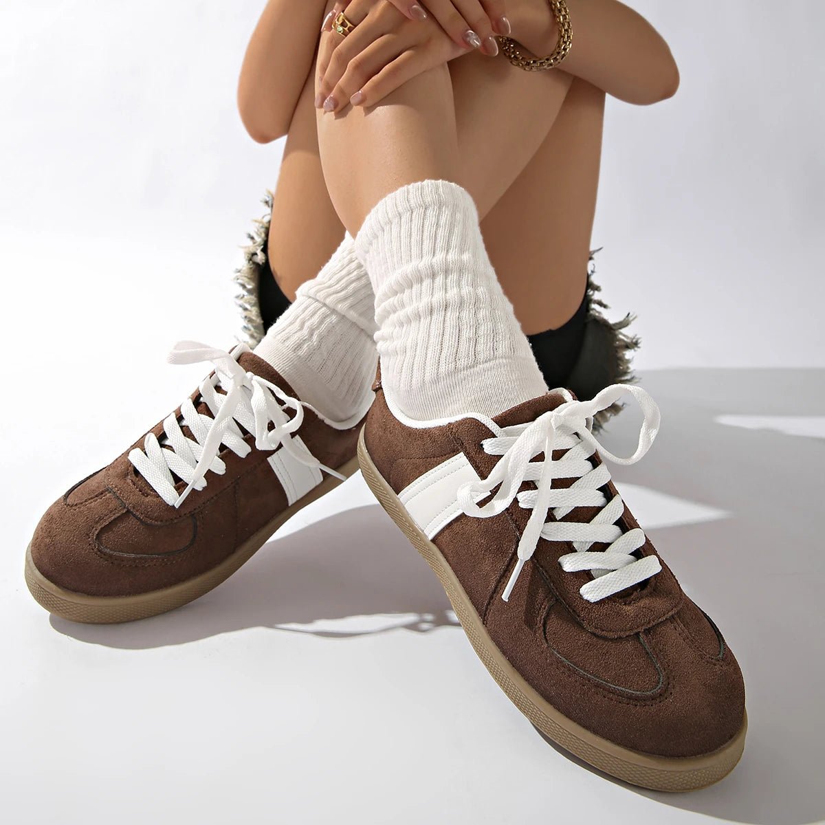 Olane Brand Classic Suede Sneakers with Details Brown36Sneakers