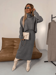 Adsara – Gemütliches Set aus Midikleid und Pullover