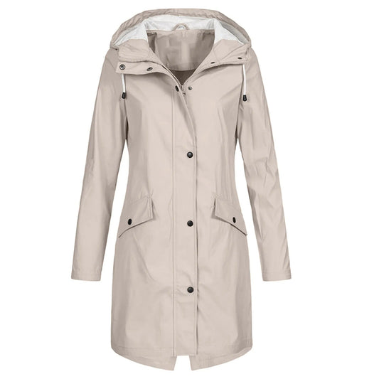 Olane Brand Oversized Waterproof Hooded Raincoat BeigeSRaincoats