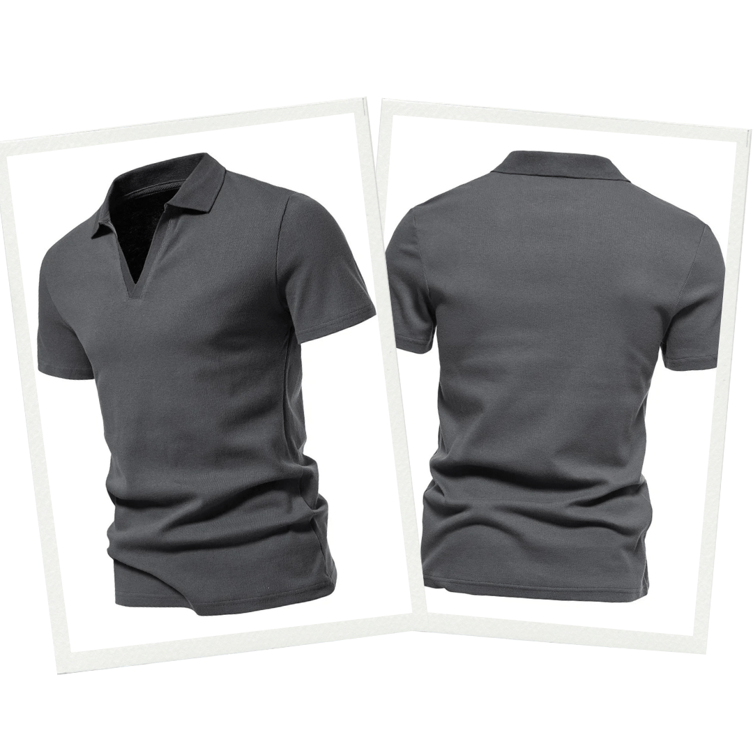Olane Brand Slim V - Neck Polo Shirt BlueMPolo Shirts