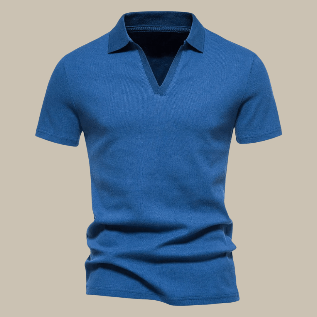 Olane Brand Slim V - Neck Polo Shirt BlueMPolo Shirts