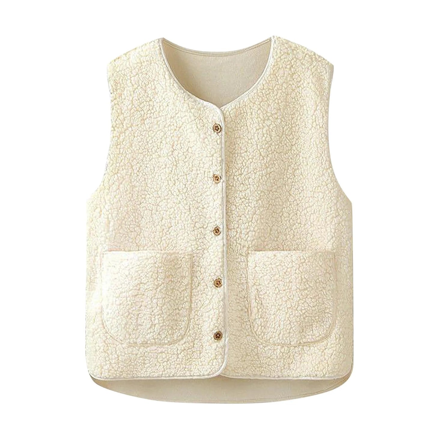 Olane Brand Teddy Fleece Vest CremeSVests