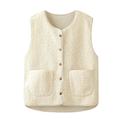 Olane Brand Teddy Fleece Vest CremeSVests