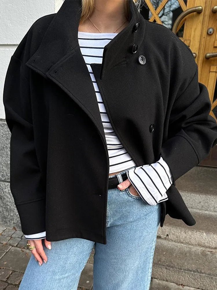 Olane Brand Winter Cape Collar Coat BlackSCoats & Jackets