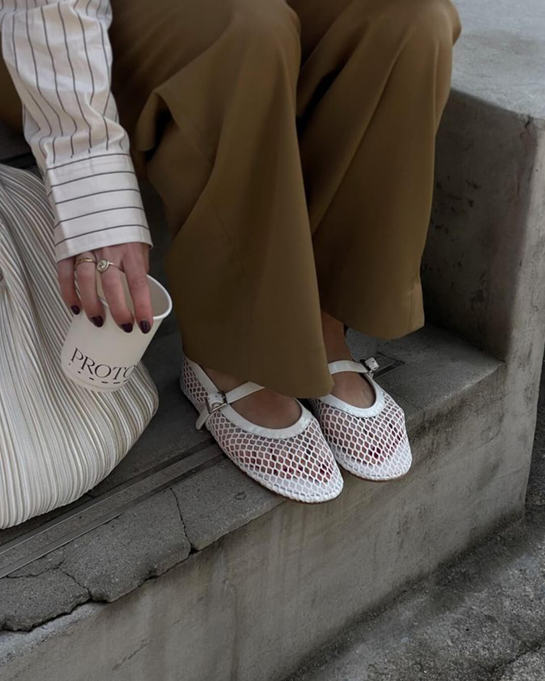 OLANE Breathable Mesh Ballet Flats Beige36Women's Shoes