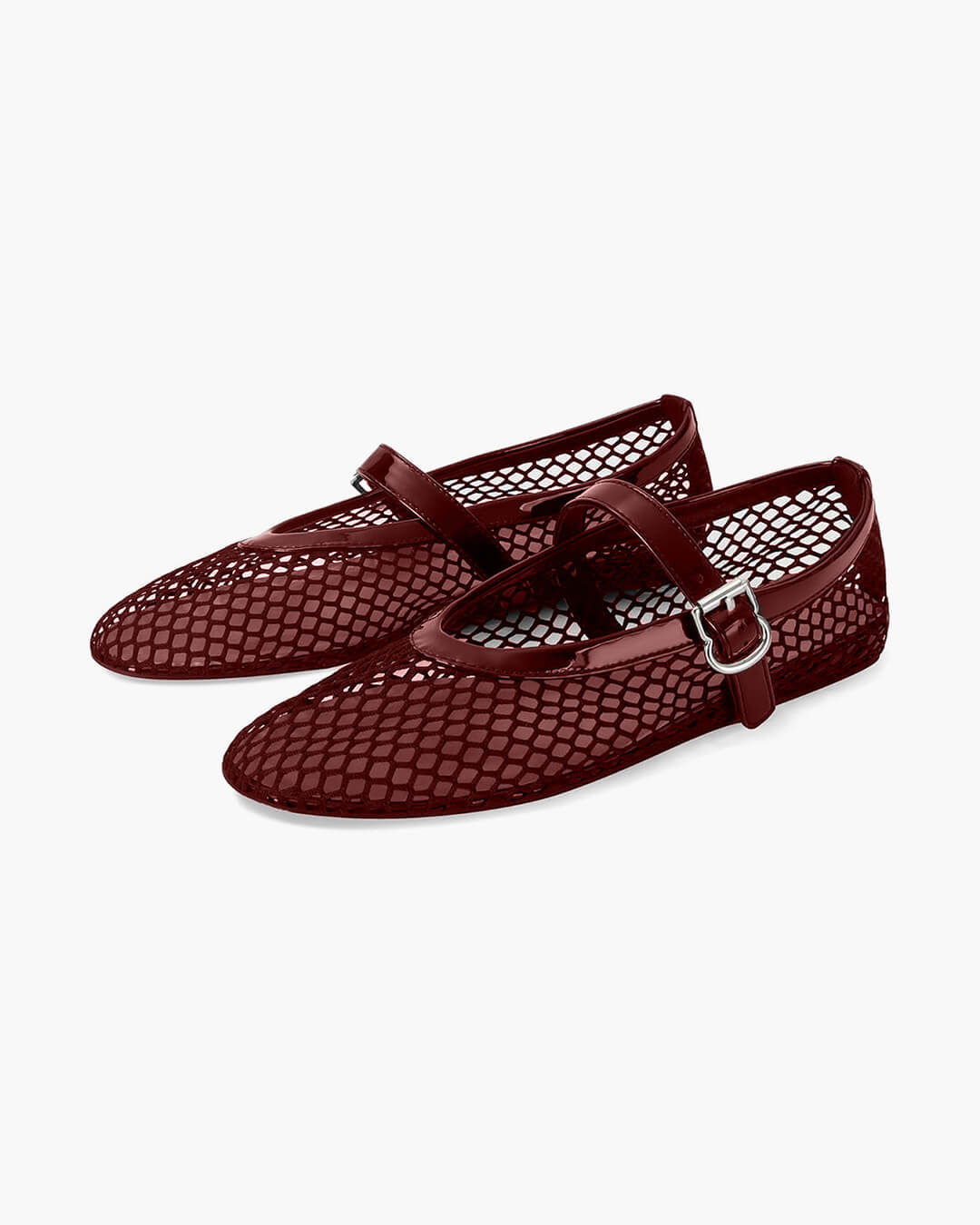 OLANE Breathable Mesh Ballet Flats Burgundy36Women's Shoes