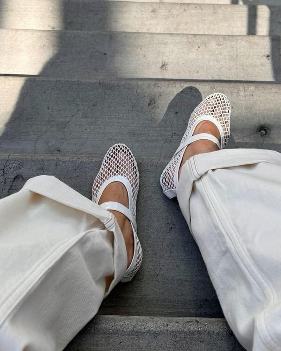 OLANE Breathable Mesh Ballet Flats White36Women's Shoes